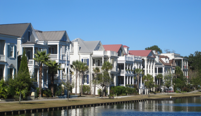 A row of waterfront homes in South Carolina